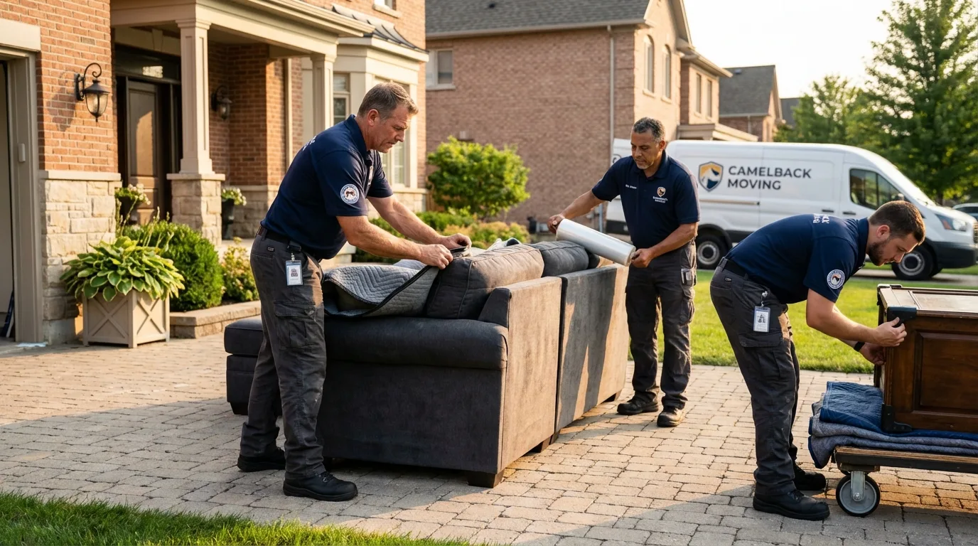 Large estate moving crew wrapping furniture in David City, NE