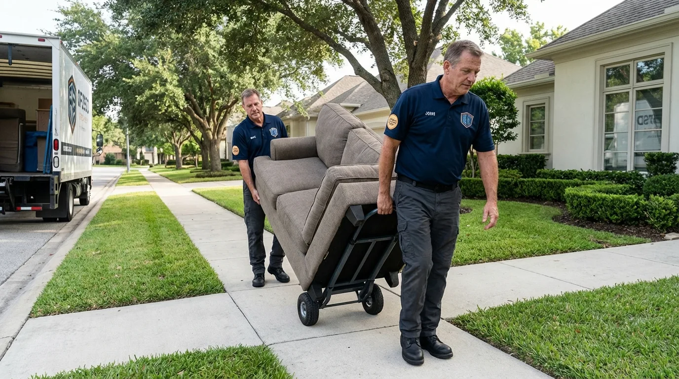 Local residential moving crew loading furniture in David City, NE